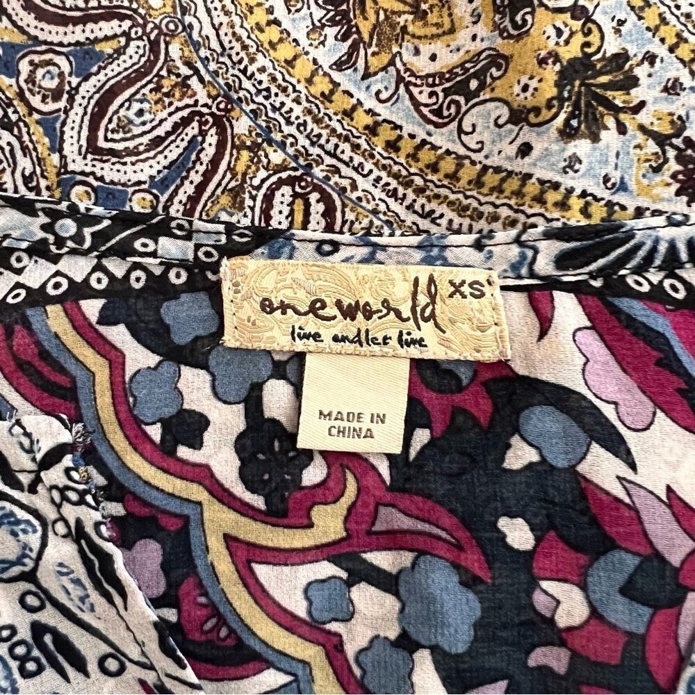 One World Multicolored Patterned Blouse - Picture 6 of 6